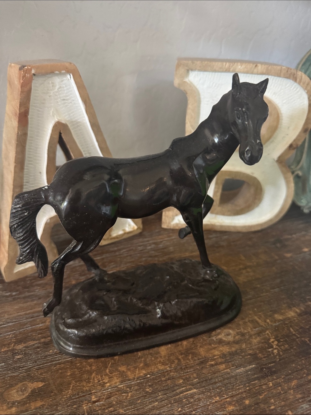 Black Horse Figurine Decorative Sculpture - Heavy Doorstop Bookend